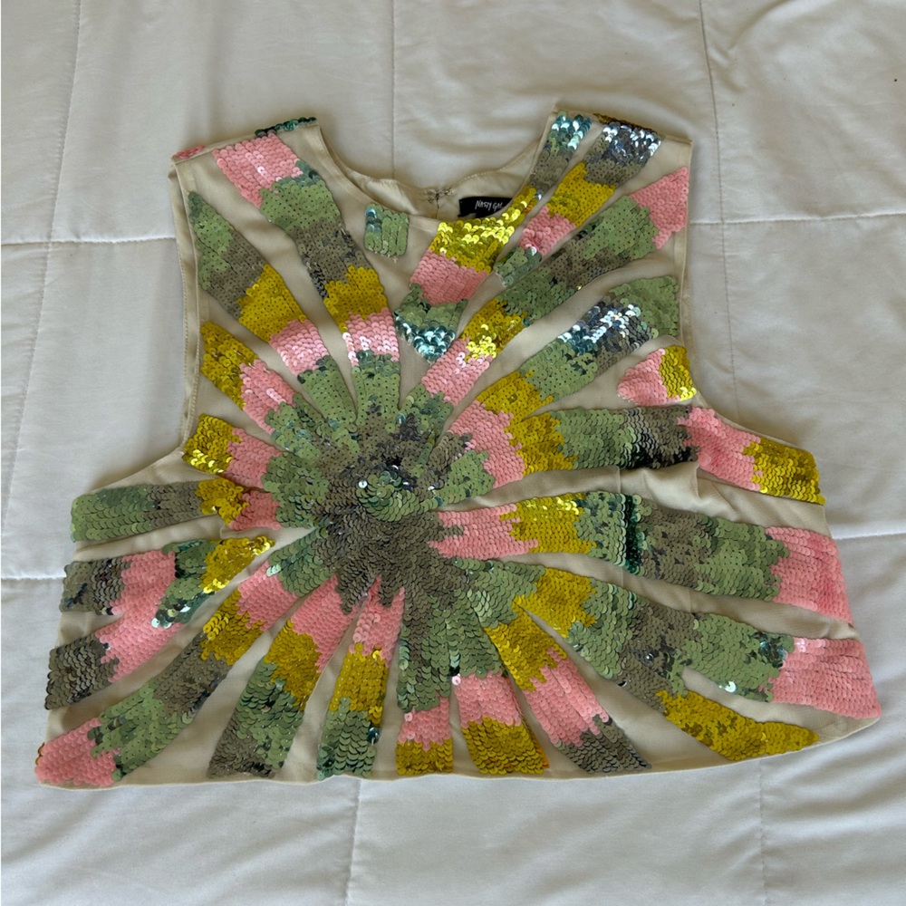 Nasty Gal cropped sequin top